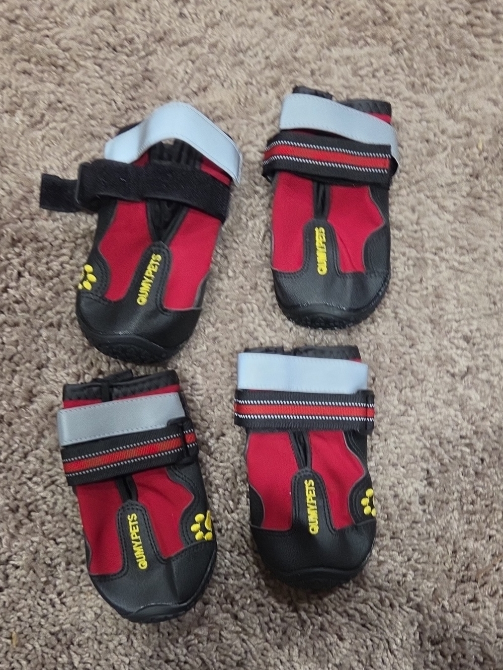 New Dog Red and Black Protective Boots with Reflective Strap